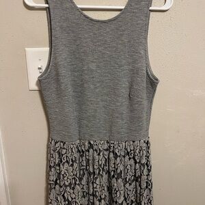 Altar'd State Gray and Black Lace Midi Dress